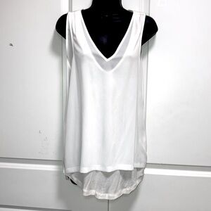 NEW BABANA REPUBLIC White Sexy Racer Back Low Cut V-neck Tank Top Knit Blouse XS